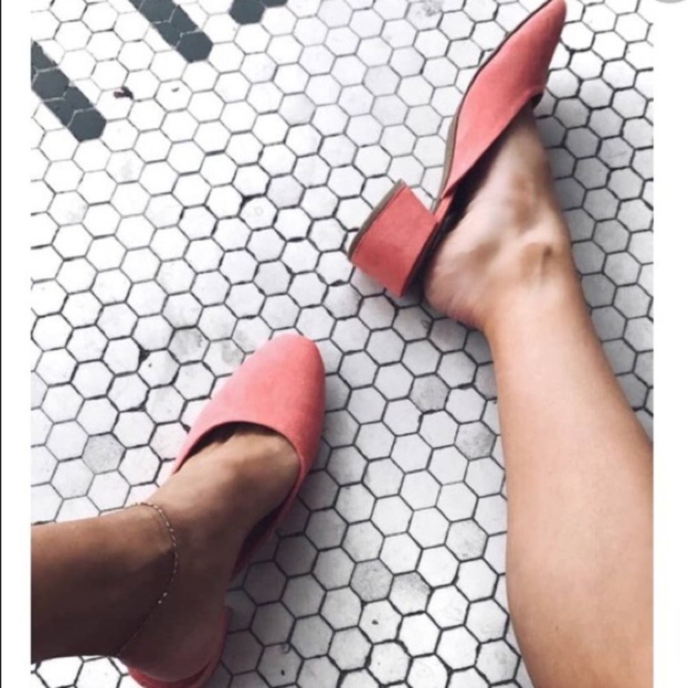 Peach suede mules